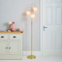 Dunelm Gigi 3 Light Gold Floor Lamp
