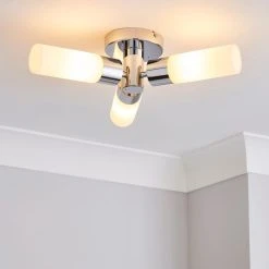 Dunelm Porto 3 Light Bathroom Flush Fitting Chrome
