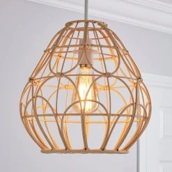 Dunelm Decorative Cane Easy Fit Pendant Natural