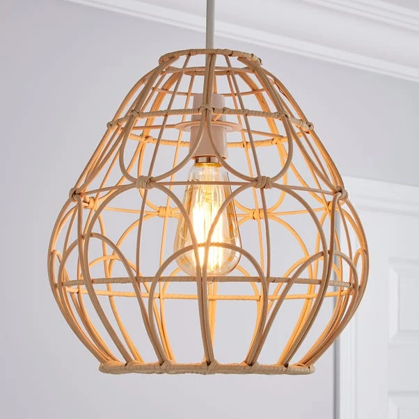 Dunelm Decorative Cane Easy Fit Pendant Natural 3 Dunelm Decorative Cane Easy Fit Pendant Natural