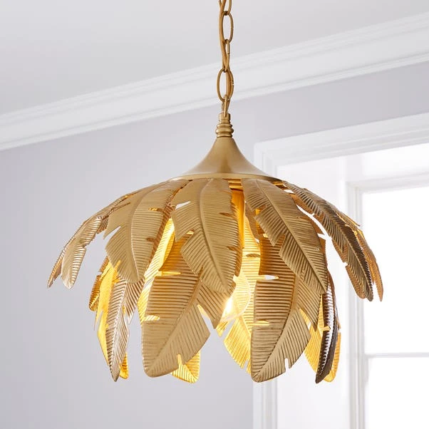 Dunelm Farrah Palm Leaf Ceiling Fitting Gold 3 Dunelm Farrah Palm Leaf Ceiling Fitting Gold