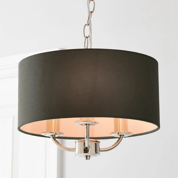 Dunelm Preston Nickel Charcoal 3 Light Pendant Fitting 3 Dunelm Preston Nickel Charcoal 3 Light Pendant Fitting