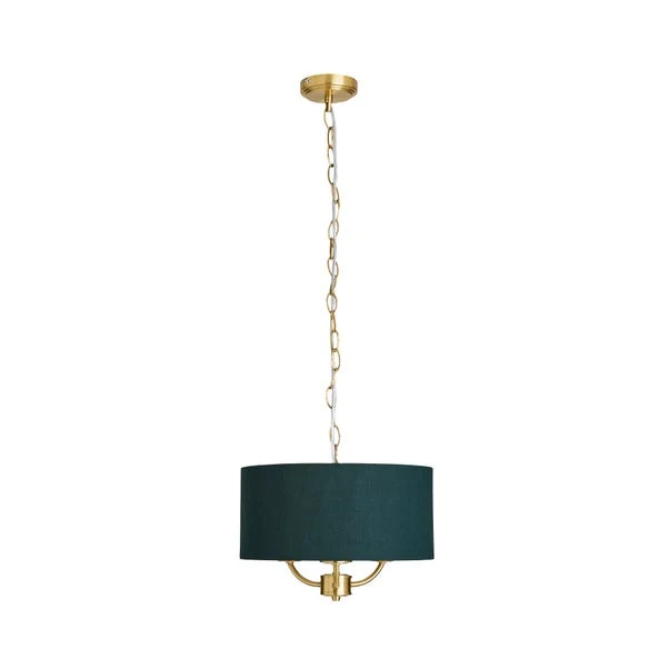 Dunelm Preston Gold Green 3 Light Pendant Fitting 6 Dunelm Preston Gold Green 3 Light Pendant Fitting - Image 4