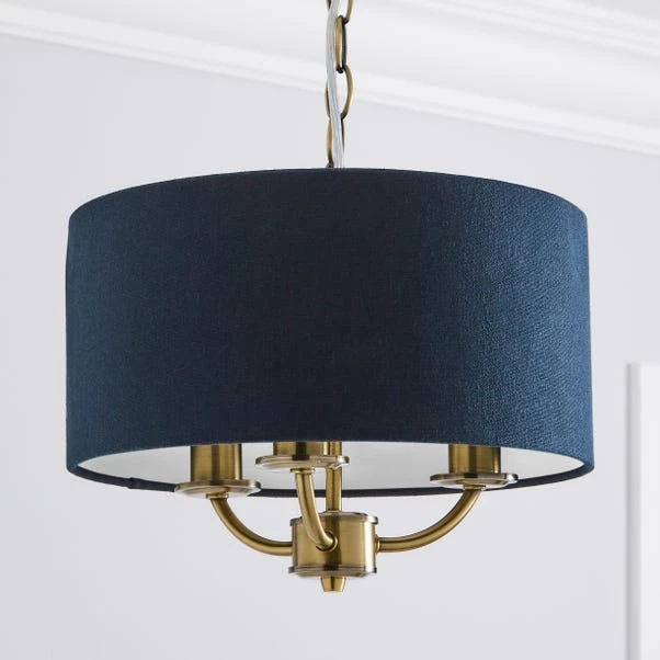 Dunelm Preston Gold And Navy 3 Light Pendant Fitting 4 Dunelm Preston Gold And Navy 3 Light Pendant Fitting - Image 2