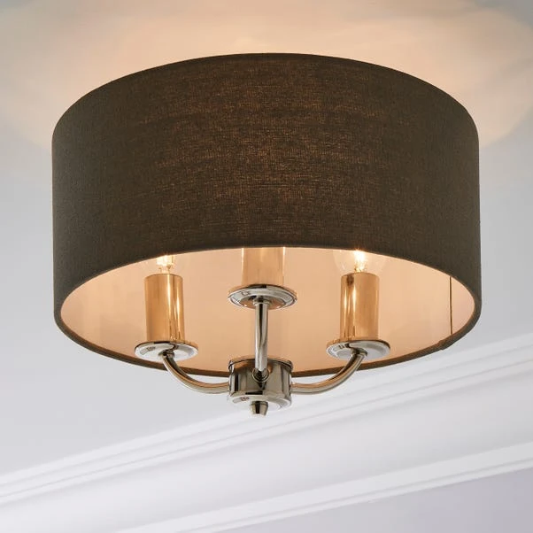 Dunelm Preston Nickel Charcoal Flush Ceiling Fitting 3 Dunelm Preston Nickel Charcoal Flush Ceiling Fitting