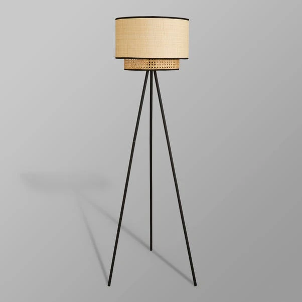 Dunelm Malika Cane 2 Tier Tripod Floor Lamp 7 Dunelm Malika Cane 2 Tier Tripod Floor Lamp - Image 5