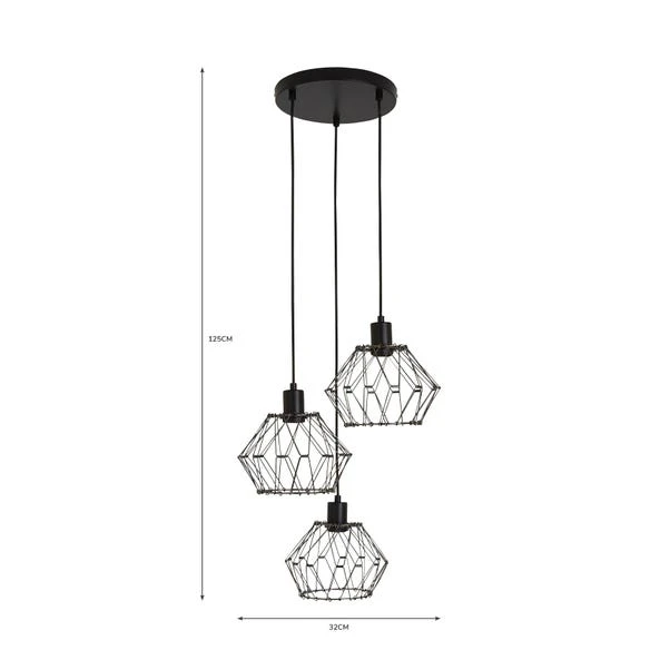 Dunelm Frances 3 Light Gunmetal Cluster Ceiling Fitting 8 Dunelm Frances 3 Light Gunmetal Cluster Ceiling Fitting - Image 6