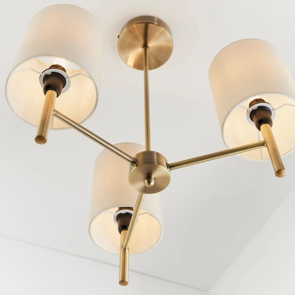 Vogue Lighting Vogue Dewey Antique Brass 3 Light Flush Ceiling Fitting 6 Vogue Lighting Vogue Dewey Antique Brass 3 Light Flush Ceiling Fitting - Image 4