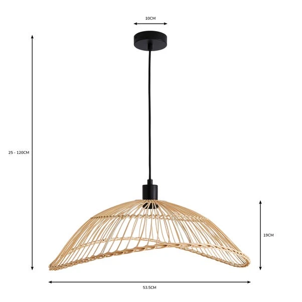 Elements Jaula Rattan 1 Light Ceiling Fitting 8 Elements Jaula Rattan 1 Light Ceiling Fitting - Image 6