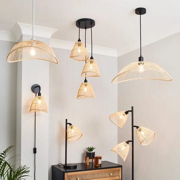 Elements Jaula 3 Light Rattan Floor Lamp 8 Elements Jaula 3 Light Rattan Floor Lamp - Image 6