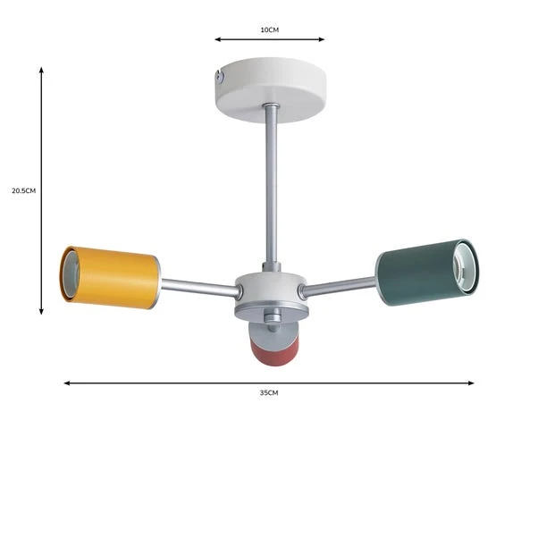 Dunelm Vevo 3 Light Semi Flush Ceiling Fitting 8 Dunelm Vevo 3 Light Semi Flush Ceiling Fitting - Image 6