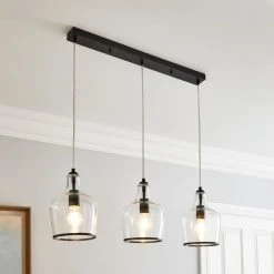 Dunelm Lenny 3 Light Black Diner Ceiling Fitting