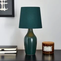 Dunelm Ava Bottle Green Table Lamp