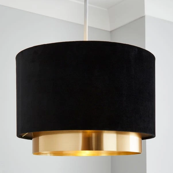 Dunelm Nesa Gold Black Velvet 2 Tier Shade 3 Dunelm Nesa Gold Black Velvet 2 Tier Shade