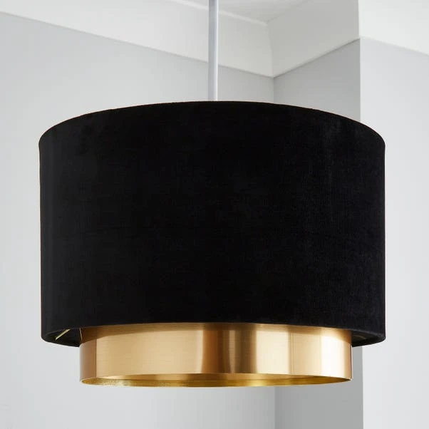 Dunelm Nesa Gold Black Velvet 2 Tier Shade 4 Dunelm Nesa Gold Black Velvet 2 Tier Shade - Image 2