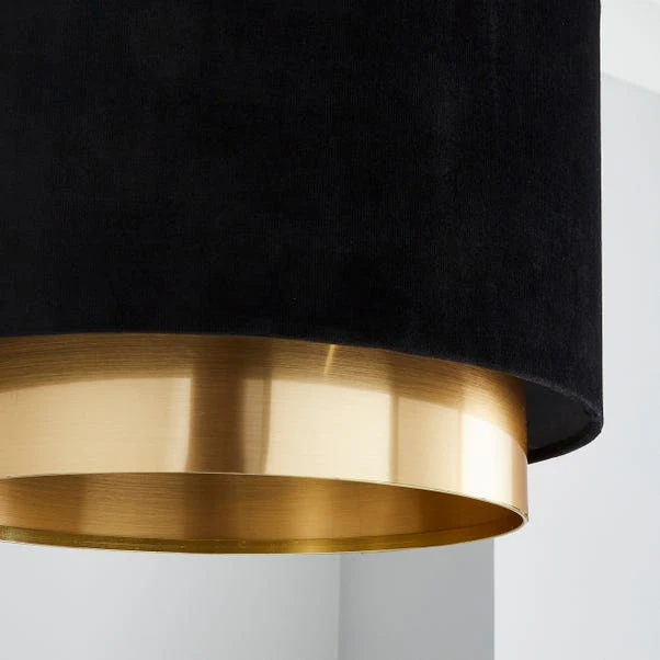 Dunelm Nesa Gold Black Velvet 2 Tier Shade 5 Dunelm Nesa Gold Black Velvet 2 Tier Shade - Image 3