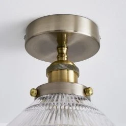 Dunelm Logan Glass 1 Light Satin Nickel Semi Flush Fitting -Dunelm Shop 30755756 alt03