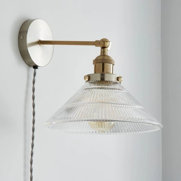 Dunelm Logan Glass Plug In Easy Fit Wall Light 4 Dunelm Logan Glass Plug In Easy Fit Wall Light - Image 2