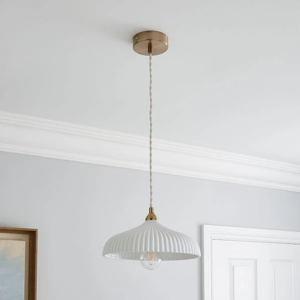 Dorma Ribbed Porcelain 1 Light Ceiling Fitting 4 Dorma Ribbed Porcelain 1 Light Ceiling Fitting - Image 2