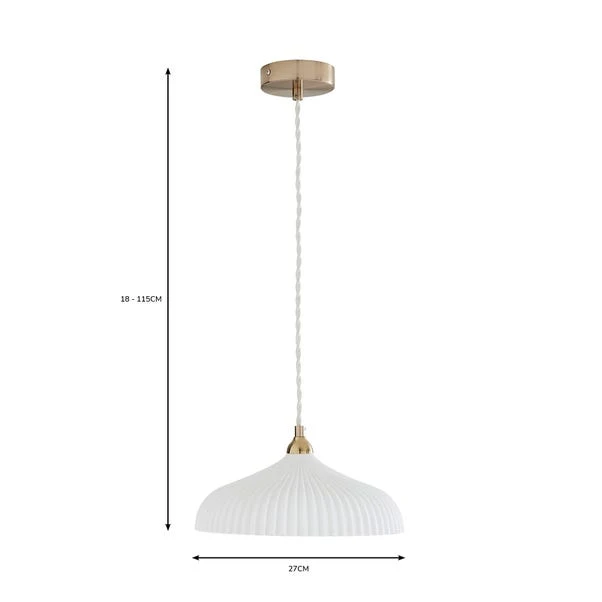 Dorma Ribbed Porcelain 1 Light Ceiling Fitting 6 Dorma Ribbed Porcelain 1 Light Ceiling Fitting - Image 4