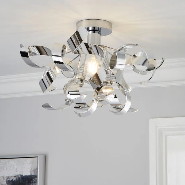 Dunelm Iris Semi Flush Ceiling Fitting 3 Dunelm Iris Semi Flush Ceiling Fitting