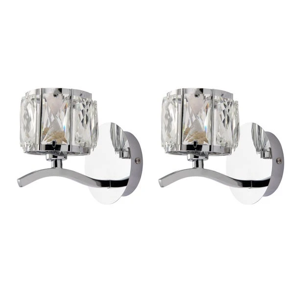 Dunelm Kleio Glass Chrome Wall Light Twin Pack 3 Dunelm Kleio Glass Chrome Wall Light Twin Pack