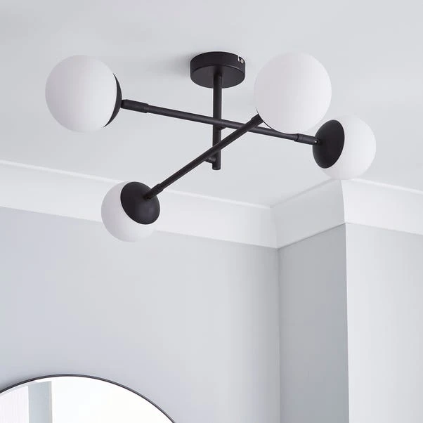 Dunelm Tela Bathroom 4 Light Ceiling Fitting Black 4 Dunelm Tela Bathroom 4 Light Ceiling Fitting Black - Image 2
