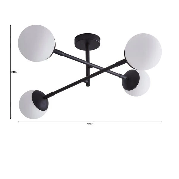 Dunelm Tela Bathroom 4 Light Ceiling Fitting Black 8 Dunelm Tela Bathroom 4 Light Ceiling Fitting Black - Image 6