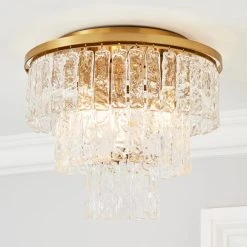 Dunelm Mankai Textured Glass Flush Ceiling Fitting