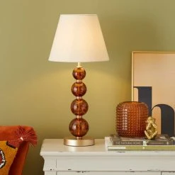 Dunelm Lilo Tortoiseshell Glass Table Lamp