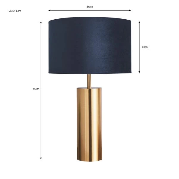 Dunelm Nesa Brushed Gold And Navy Touch Table Lamp 7 Dunelm Nesa Brushed Gold And Navy Touch Table Lamp - Image 5