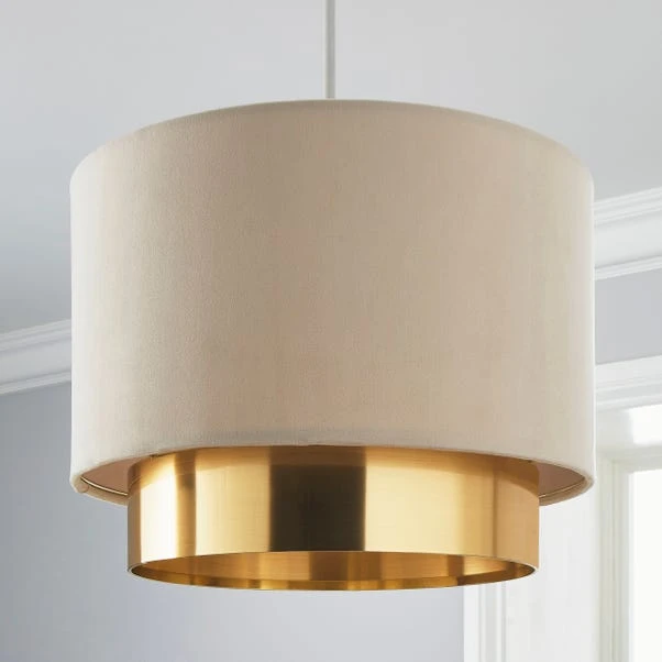 Dunelm Nesa Two Tier Brushed Gold Velvet Shade 4 Dunelm Nesa Two Tier Brushed Gold Velvet Shade - Image 2