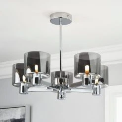 Dunelm Erin Ceiling 5 Light Smoked Ceiling Fitting