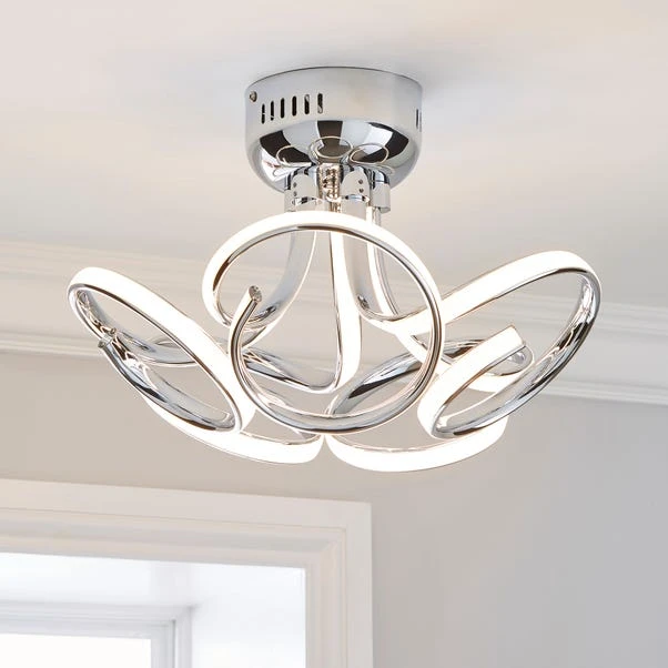 Dunelm Cortez 5 Light Integrated LED Swirl Semi-Flush Ceiling Fitting 3 Dunelm Cortez 5 Light Integrated LED Swirl Semi-Flush Ceiling Fitting