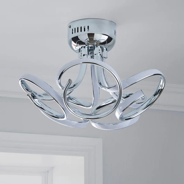 Dunelm Cortez 5 Light Integrated LED Swirl Semi-Flush Ceiling Fitting 4 Dunelm Cortez 5 Light Integrated LED Swirl Semi-Flush Ceiling Fitting - Image 2