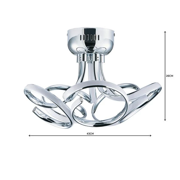 Dunelm Cortez 5 Light Integrated LED Swirl Semi-Flush Ceiling Fitting 8 Dunelm Cortez 5 Light Integrated LED Swirl Semi-Flush Ceiling Fitting - Image 6