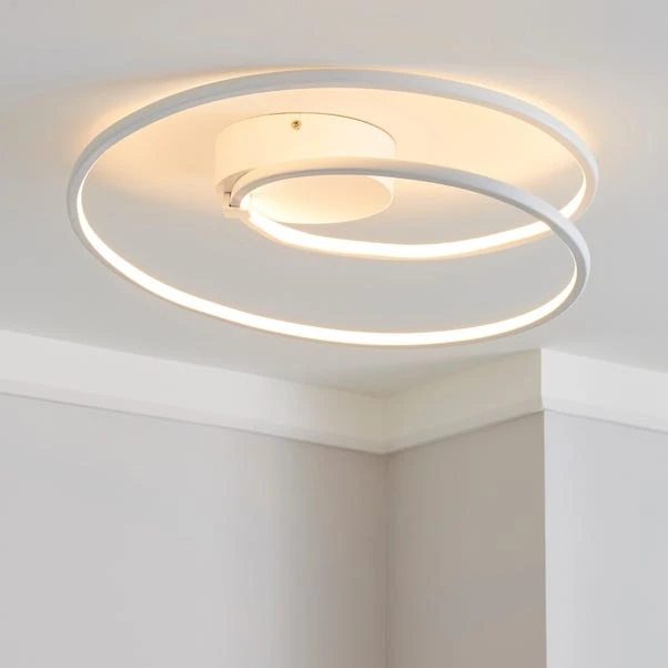 Dunelm Menton Integrated LED Swirl White Semi-Flush Ceiling Fitting 3 Dunelm Menton Integrated LED Swirl White Semi-Flush Ceiling Fitting