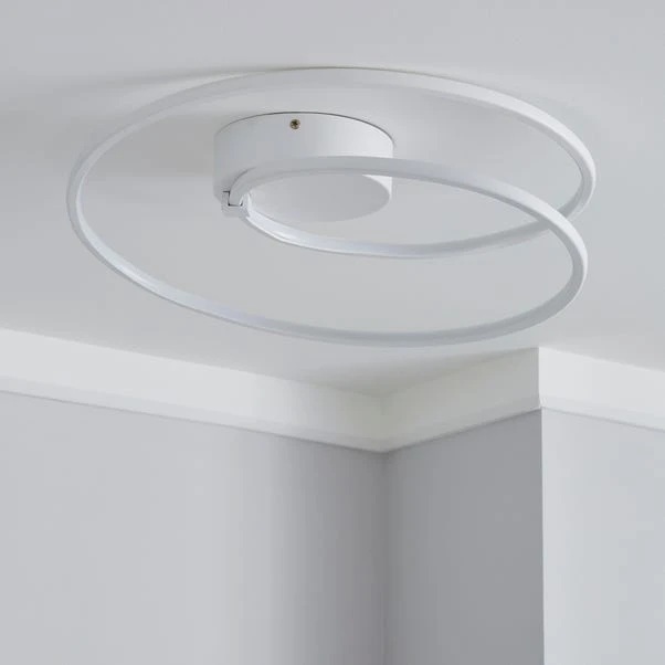 Dunelm Menton Integrated LED Swirl White Semi-Flush Ceiling Fitting 4 Dunelm Menton Integrated LED Swirl White Semi-Flush Ceiling Fitting - Image 2