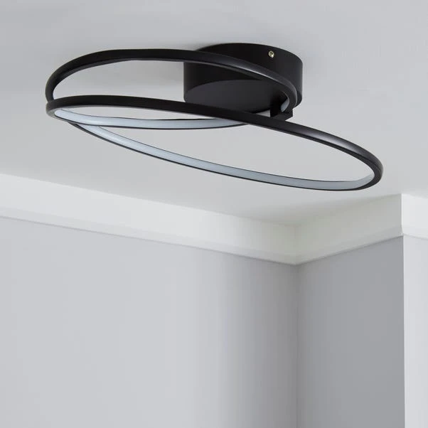 Dunelm Menton Integrated LED Swirl Black Semi-Flush Ceiling Fitting 4 Dunelm Menton Integrated LED Swirl Black Semi-Flush Ceiling Fitting - Image 2