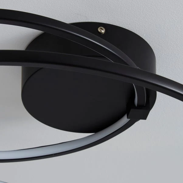 Dunelm Menton Integrated LED Swirl Black Semi-Flush Ceiling Fitting 6 Dunelm Menton Integrated LED Swirl Black Semi-Flush Ceiling Fitting - Image 4