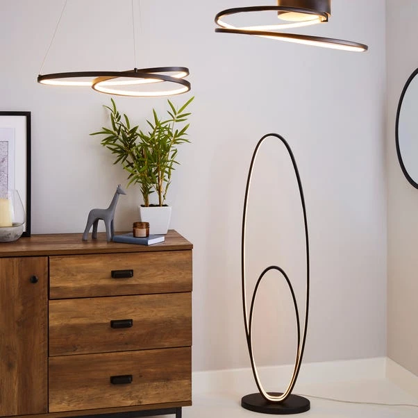 Dunelm Menton Integrated LED Swirl Black Semi-Flush Ceiling Fitting 7 Dunelm Menton Integrated LED Swirl Black Semi-Flush Ceiling Fitting - Image 5