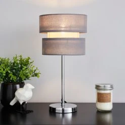 Dunelm Frea Grey Table Lamp