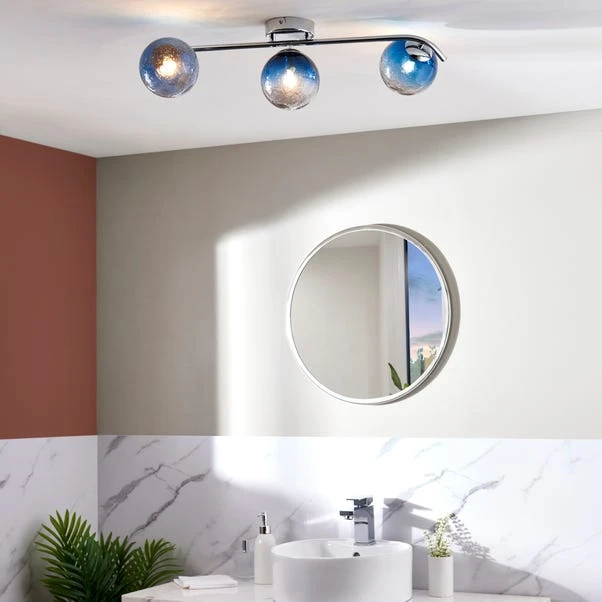 Dunelm Torbay Blue Bathroom 3 Light Semi Flush Ceiling Fitting 7 Dunelm Torbay Blue Bathroom 3 Light Semi Flush Ceiling Fitting - Image 5