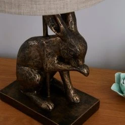 Dunelm Hare Licking Paw Table Lamp Ant Brs 9 Dunelm Hare Licking Paw Table Lamp Ant Brs -Dunelm Shop 30792140 alt02
