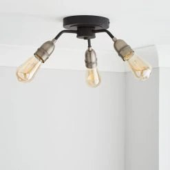 Dunelm Marsden 3 Light Semi Flush Ceiling Fitting, Black And Nickel -Dunelm Shop 30798587 alt01