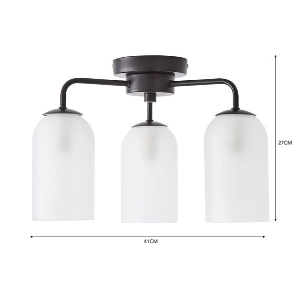 Dunelm Palazzo Semi Flush 3 Frosted Light Fitting 7 Dunelm Palazzo Semi Flush 3 Frosted Light Fitting - Image 5