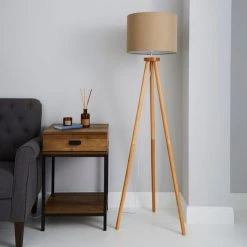 Dunelm Jandia Wooden Tripod Natural Floor Lamp -Dunelm Shop 30801900 alt01