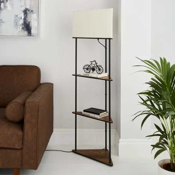 Dunelm Fulton Corner Shelved Floor Lamp Rustic Pine 3 Dunelm Fulton Corner Shelved Floor Lamp Rustic Pine - Image 2