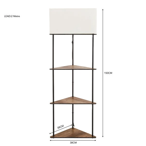 Dunelm Fulton Corner Shelved Floor Lamp Rustic Pine 7 Dunelm Fulton Corner Shelved Floor Lamp Rustic Pine - Image 6