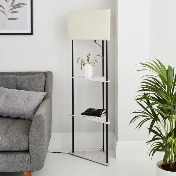 Dunelm Aiko Corner Shelved Floor Lamp Black And Faux Marble 4 Dunelm Aiko Corner Shelved Floor Lamp Black And Faux Marble - Image 2